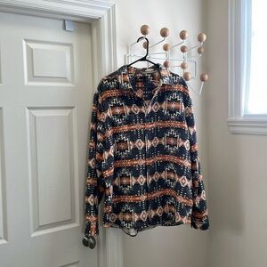 Levi's - Oversized Baggy Navajo Long Sleeve Shirt - Grey / Orange - XL